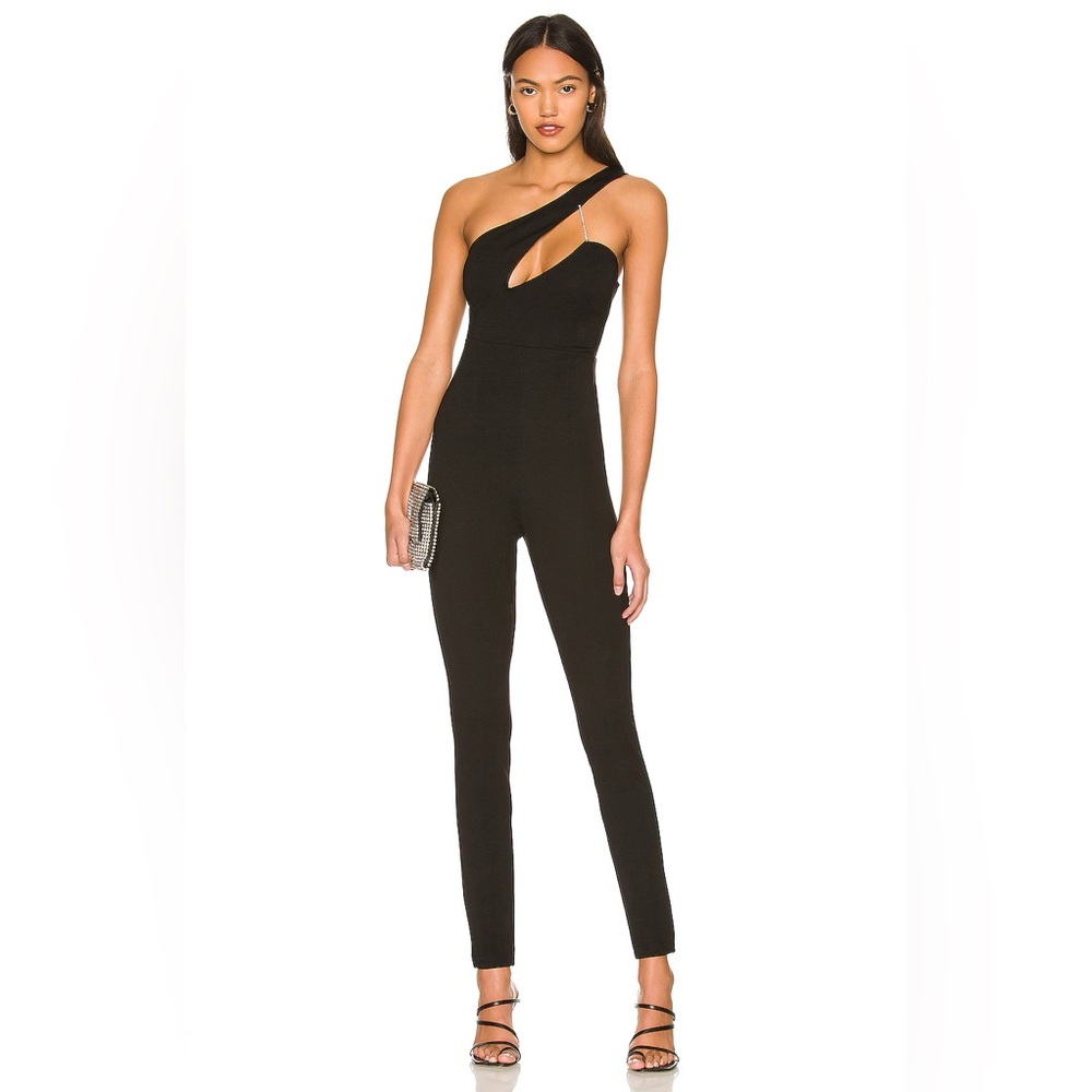 SuperDown Tiasha Asymmetrical Black Jumpsuit in Medium